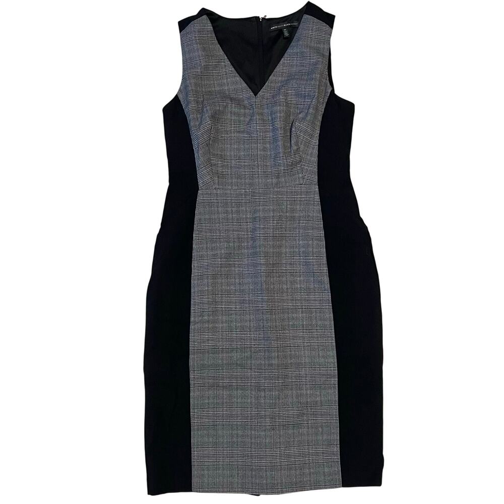 White House Black Market Houndstooth Colorblock V-Neck Sleeveless Sheath Size 10